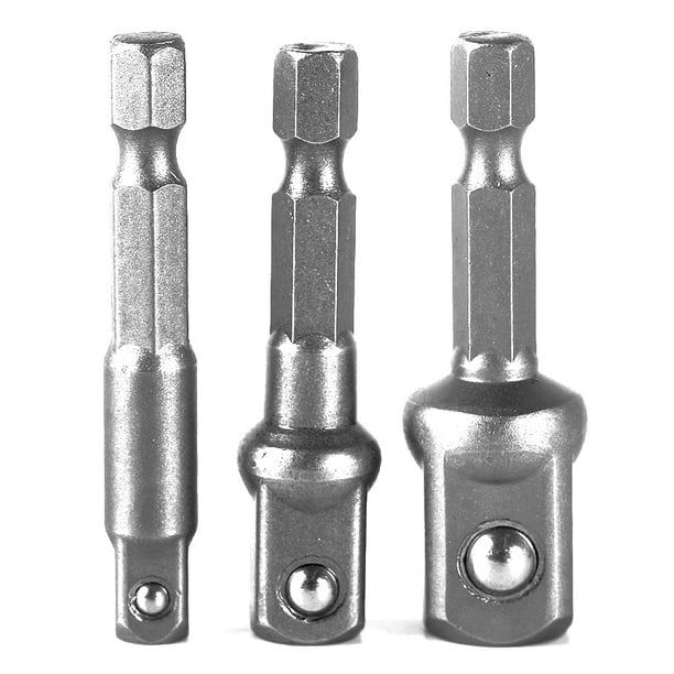 1/2 1/4 3/8 Drill Socket Adapter for Impact Driver Hex Shank Wrench Sleeve Socket Drill Bit Extension Bar Set Power Tools Size : 3pcs-set 
